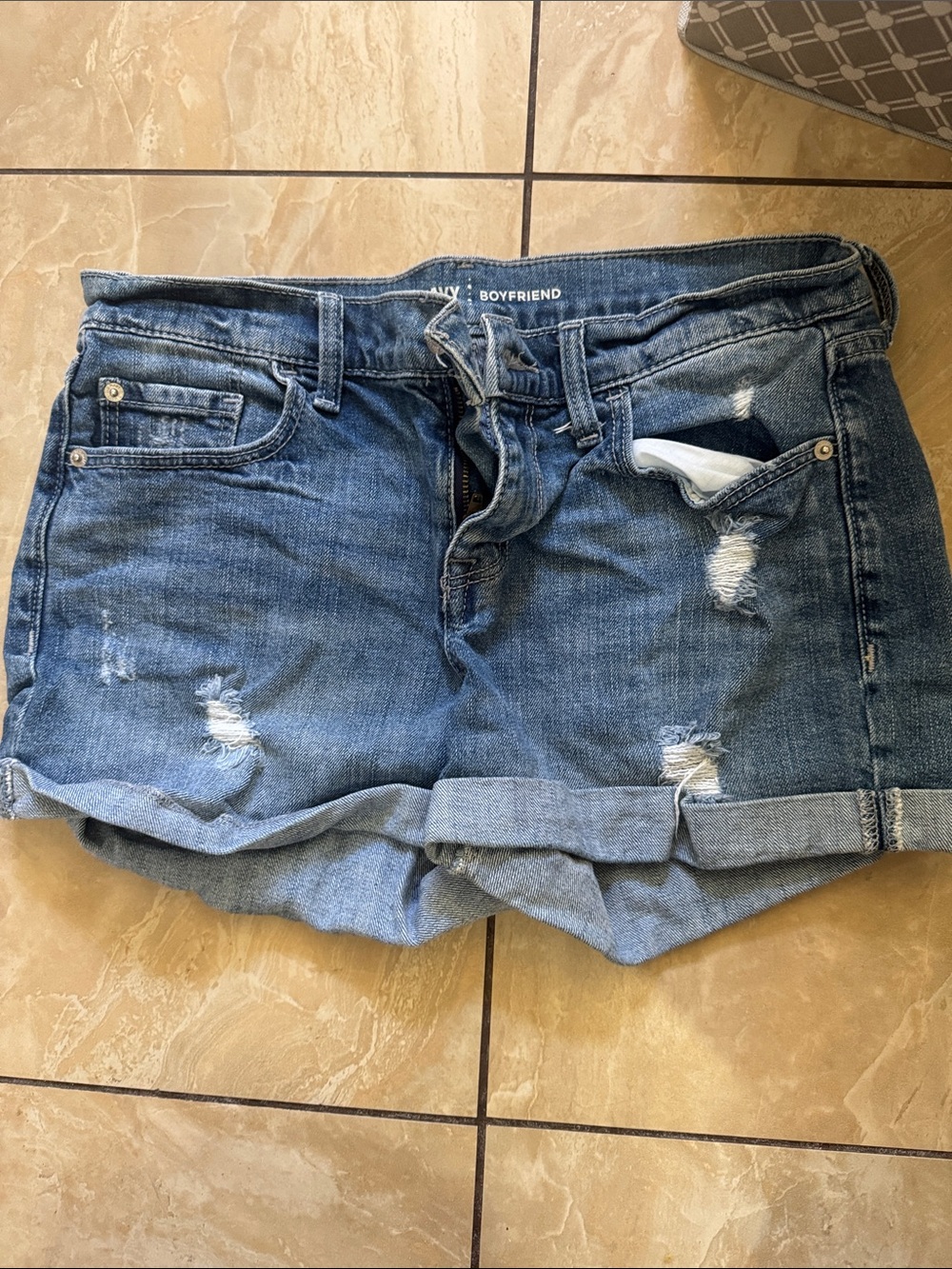 Old Navy Distressed Boyfriend Jean Shorts - Medium Blue